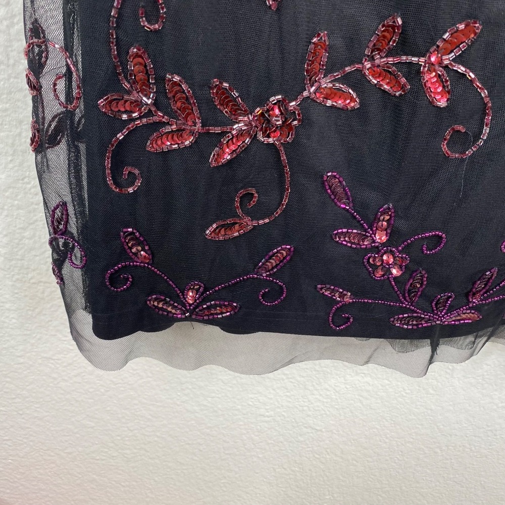 Adrianna Papell Women's Off Shoulder Beaded Sequins Cocktail Dress Black Sz 14 - Picture 10 of 16